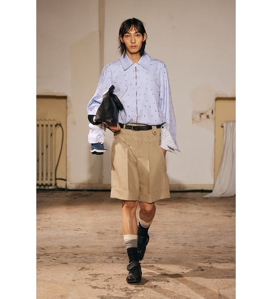 DOUBLE WAIST WOOL SHORT BEIGE