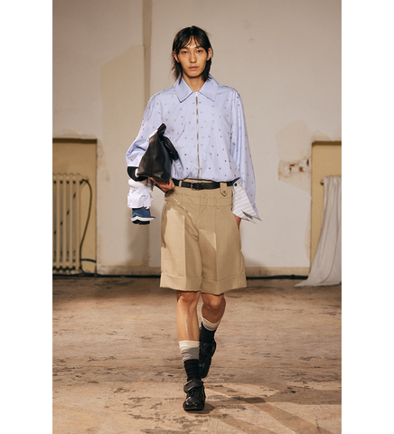 DOUBLE WAIST WOOL SHORT BEIGE