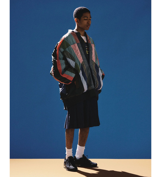 PLEATED WOOL SHORTS NAVY