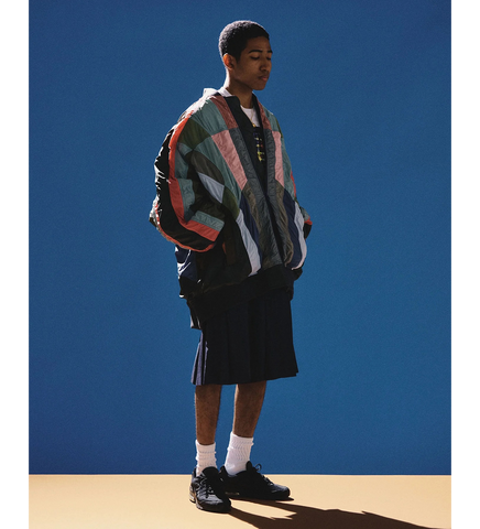 PLEATED WOOL SHORTS NAVY