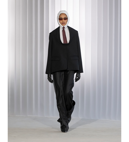REVERSED COLLAR TAILORING BOXY JACKET BLACK