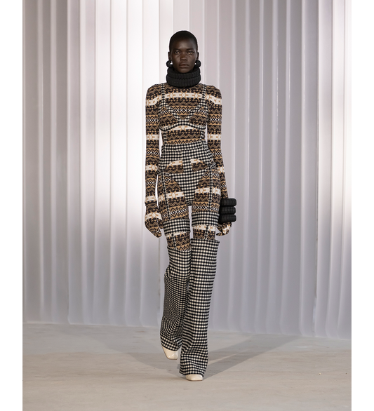 MERINO WOOLCROP SWEATER WITH FAIRISLES JACQUARD
