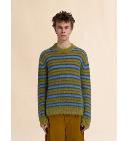 GREEN STRIPED MOHAIR SWEATER ACID