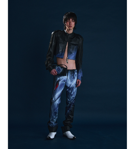 SWAN LEATHER PANTS BLACK/LILAC