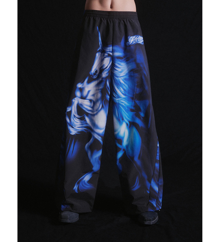 NYLON TRACK PANT BLACK/BLUE