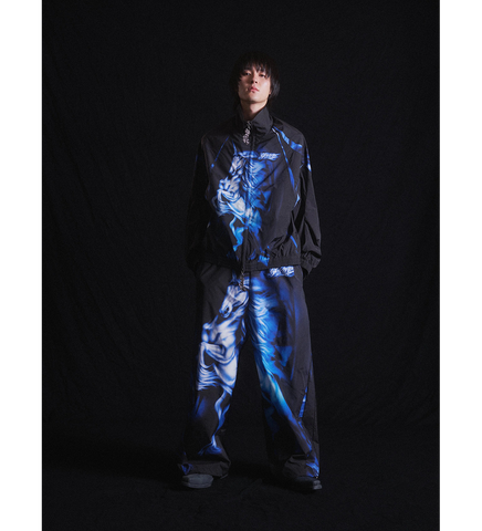 NYLON TRACK PANT BLACK/BLUE
