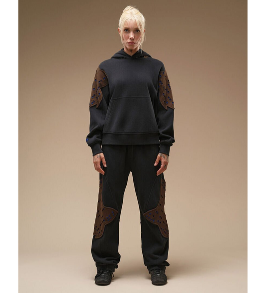 FOX LAB X KIKO KOSTADINOV PERFORATED FLEECE HOODIE BLACK RINSE