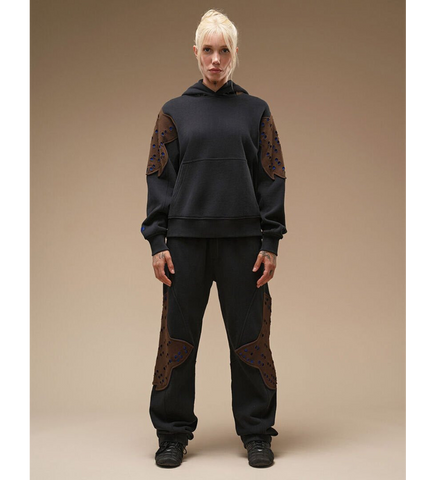 FOX LAB X KIKO KOSTADINOV PERFORATED FLEECE HOODIE BLACK RINSE