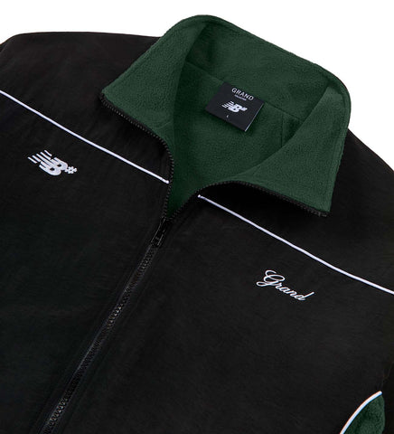 GRAND COLLECTION X NEW BALANCE POLAR FLEECE LINED NYLON JACKET BLACK/FOREST GREEN