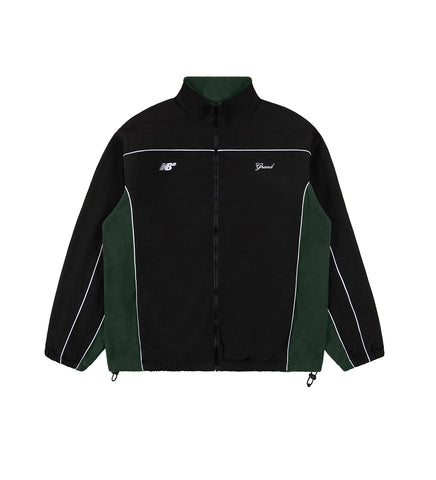 GRAND COLLECTION X NEW BALANCE POLAR FLEECE LINED NYLON JACKET BLACK/FOREST GREEN