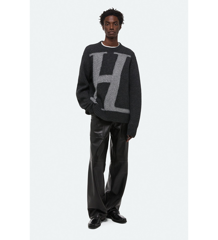 H LOGO CREWNECK SWEATER GRAPHITE