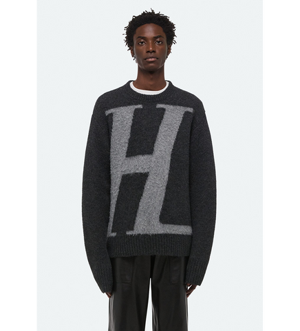 H LOGO CREWNECK SWEATER GRAPHITE