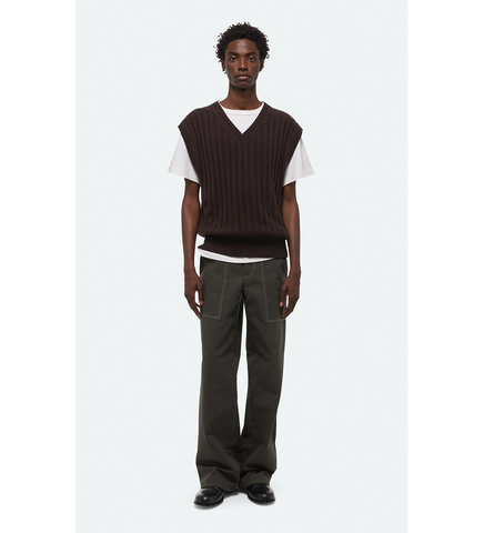 V-NECK VEST DARK BROWN