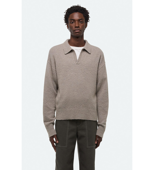 BRUSHED POLO SWEATER FOG