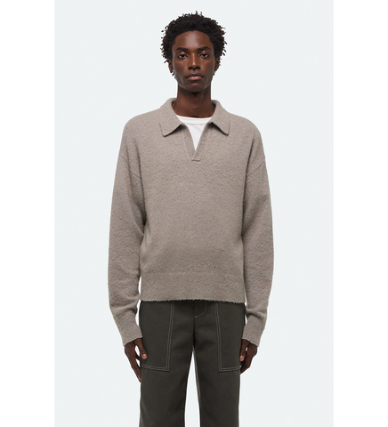 BRUSHED POLO SWEATER FOG