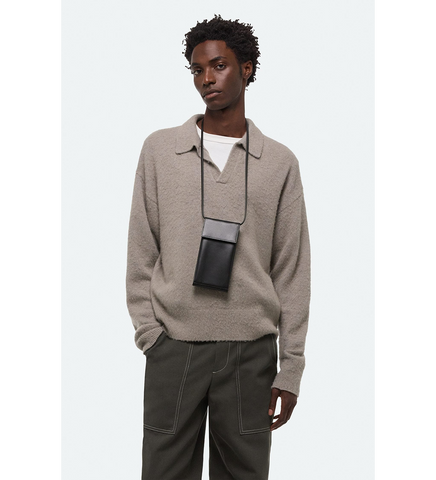 BRUSHED POLO SWEATER FOG