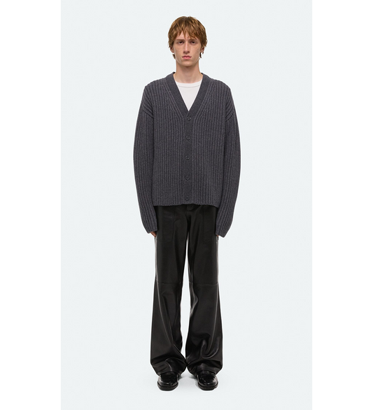 RIBBED CARDIGAN CHARCOAL