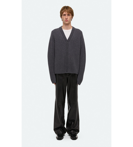 RIBBED CARDIGAN CHARCOAL