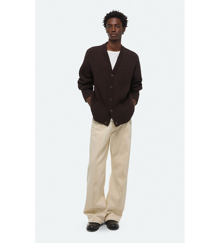 RIBBED CARDIGAN DARK BROWN