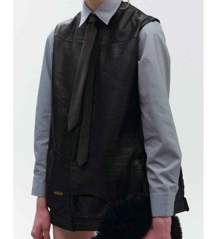 LEATHER PANTS MINI DRESS BLACK