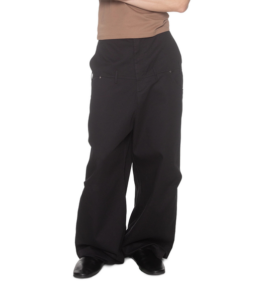 DOUBLE WAISTED PANTS BLACK