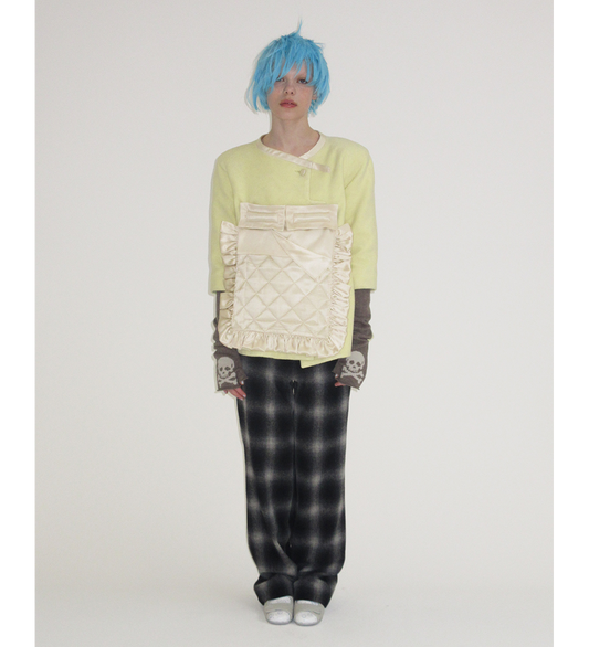 FLANNEL BELT TROUSERS GREY CHECK