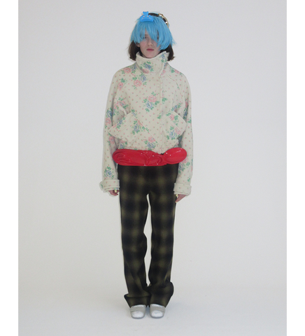 FLANNEL BELT TROUSERS YELLOW CHECK