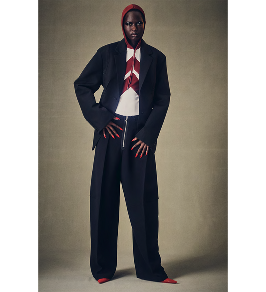 HEAVY CREPE BONDED TROUSER BLACK