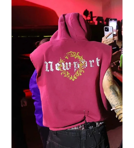 SLEEVELESS PADDED HOODIE LOW RED