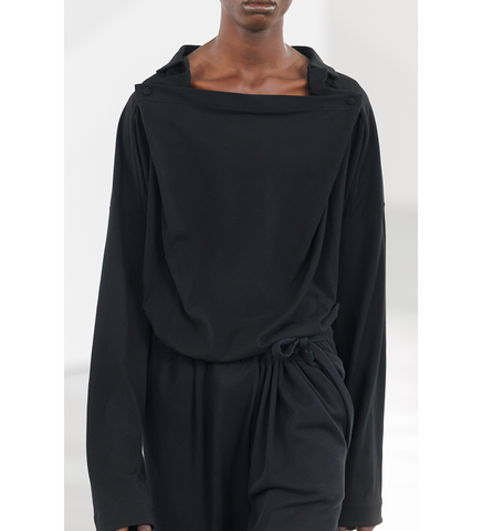 ISKAR DRAPED SHIRT TRUE BLACK