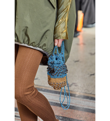 EXCLUSIVE - GANNET CROCHET POUCH BLUE SNAKE/GOLD