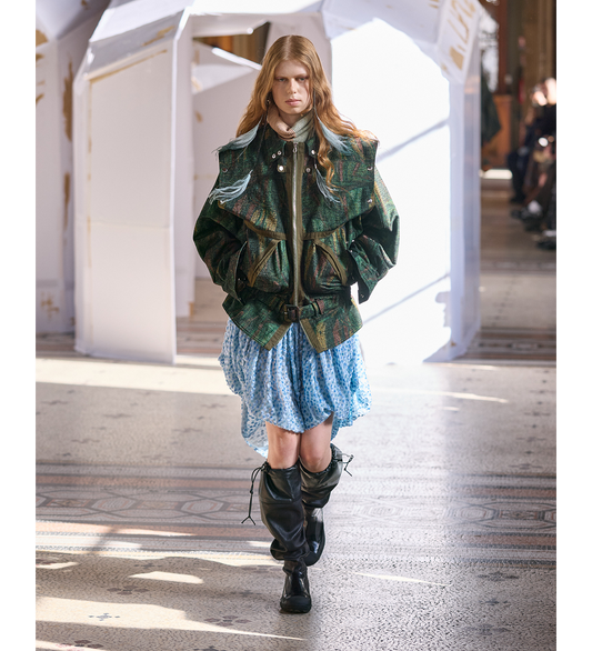 HERON BELTED JACKET FOREST PRINT