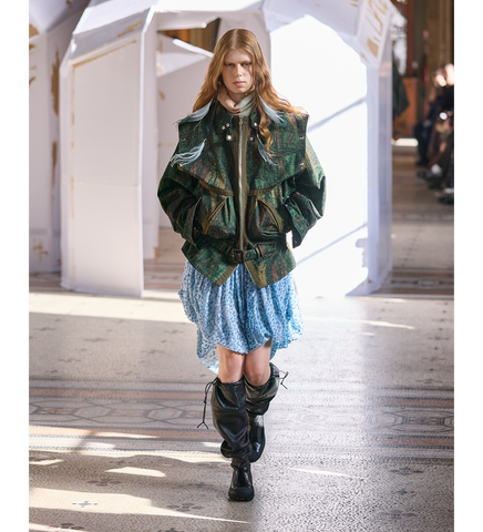 HERON BELTED JACKET FOREST PRINT