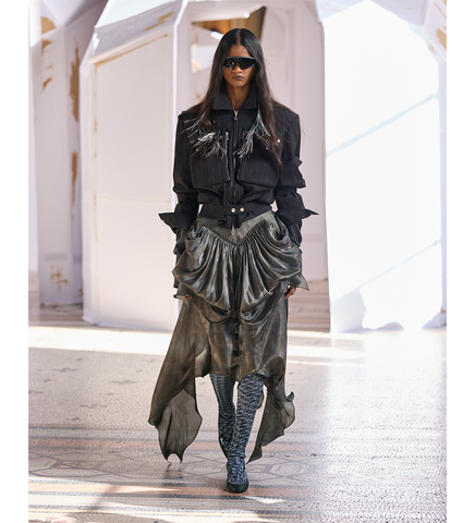 ORIOLE DRAPE SKIRT SLATE BRUSH