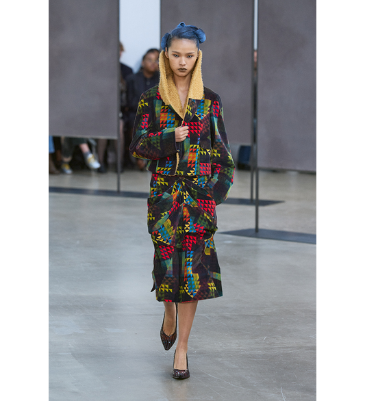 CALAMANCO SKIRT MULTI ABSTRACT CHECK