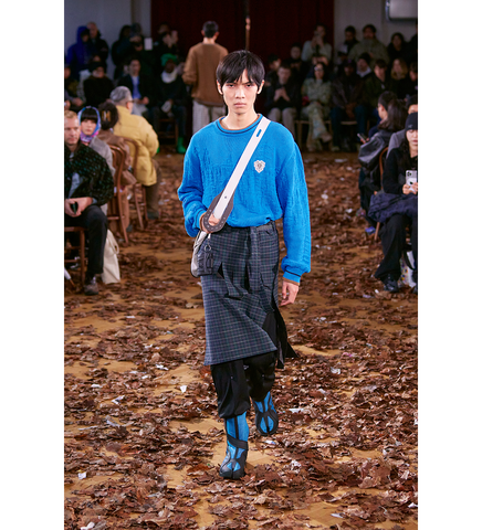 FITZ KNIT JUMPER CERULEAN/RUSSET BROWN/BLACK
