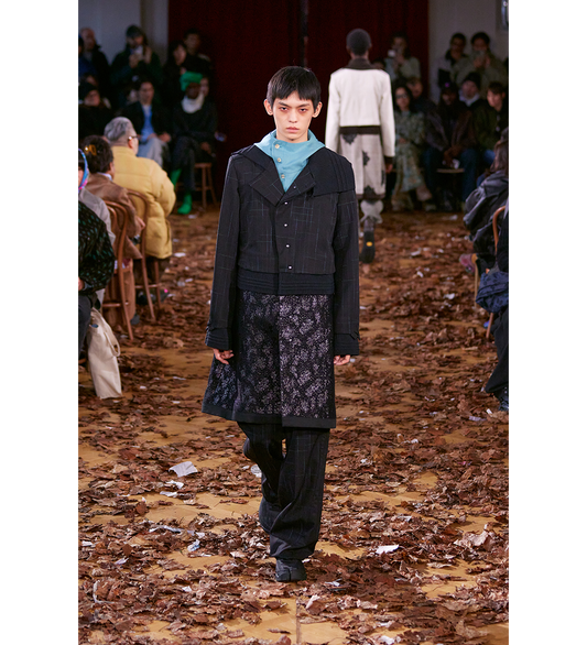 ESTIKE LONG COAT CHECK/GLITTER BLACK/JET BLACK/BLACK