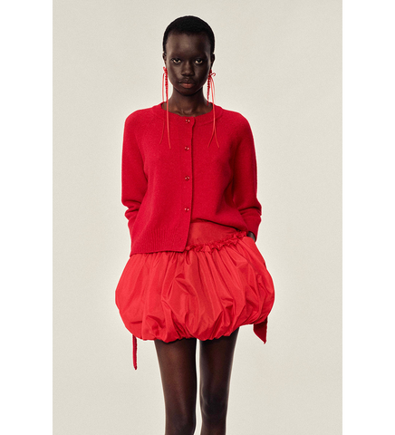 OPEN BACK LONG SLEEVE CARDIGAN W/TIE TAIL RED