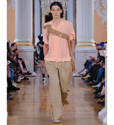 WIDE LEG BELT LOOP TAB TROUSERS W/DAISY SAND