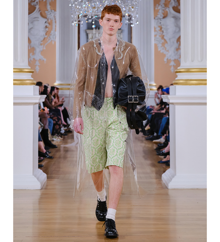 CLASSIC MERINO SILK CARDIGAN W/ TURBO EMB CHESTNUT/PEARL/CLEAR