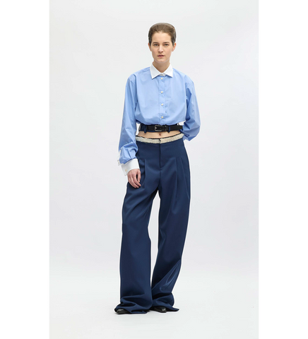 CALA CROPPED SHIRT WITH BELT BLUE