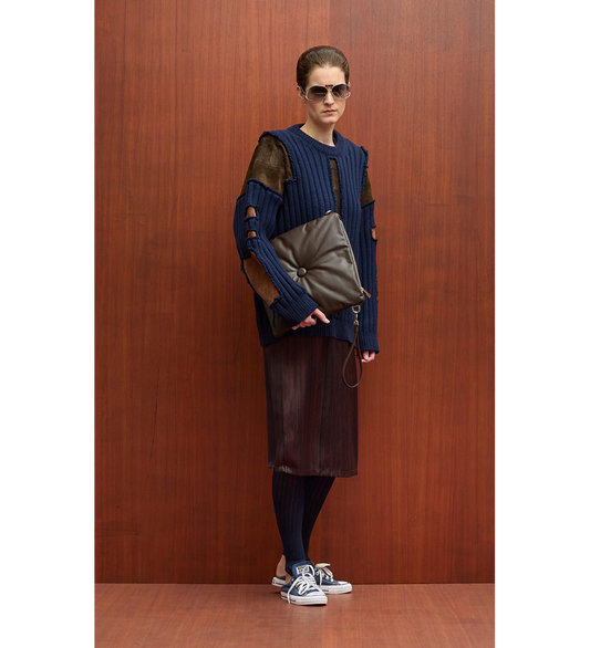 KATCH SWEATER WITH SUEDE PATCHES NAVY