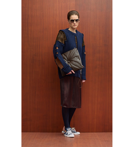 KATCH SWEATER WITH SUEDE PATCHES NAVY