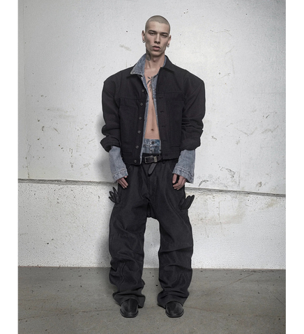 MOLESKIN WORK PANTS WASHED BLACK