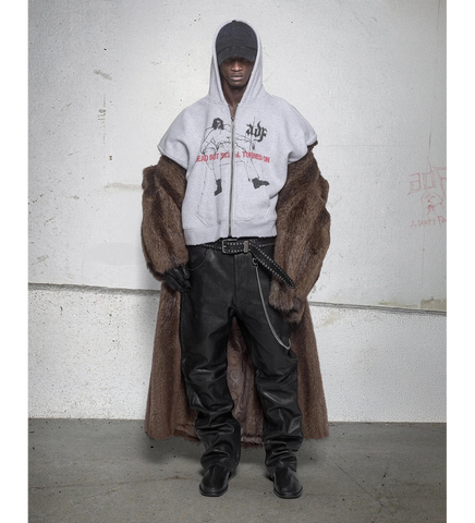 ZIP HOODIE DEAD BUT STILL TURNED ON HEATHER GREY