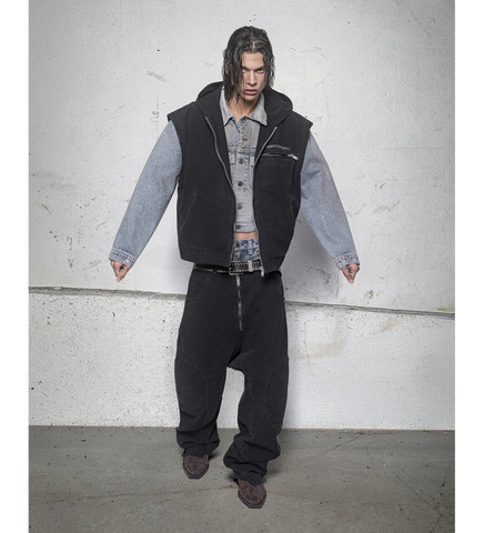 CANVAS BIKER PANTS WASHED BLACK
