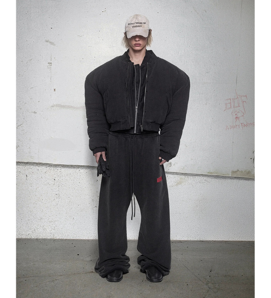 RAT CROPPED BOMBER JACKET WASHED BLACK