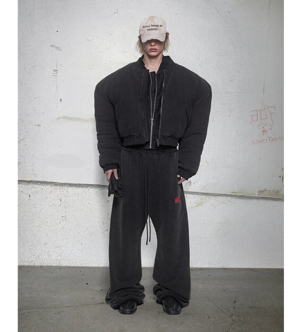 RAT CROPPED BOMBER JACKET WASHED BLACK