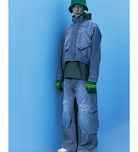 RUS TWIST HOODED SHIRT TERRAIN GREEN PLAID