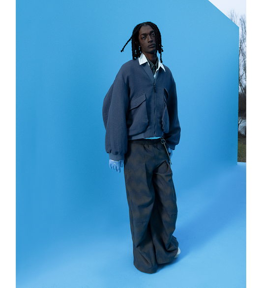 TOWSON PLEATED TROUSERS SPACE WAVE BLUE